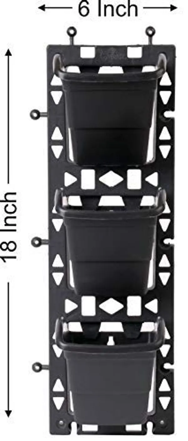 Black_Modern_Vertical_Wall_Garden_with_Hanging_12_Pots_-_Indoor_or_Outdoor_Gardening_Grow_FlowersVegetables_&_Herbs_-_6_x_18_inch_Frame_(5_x_5_x_3.5_inch_Pot_Size)_-_Pack_of_4