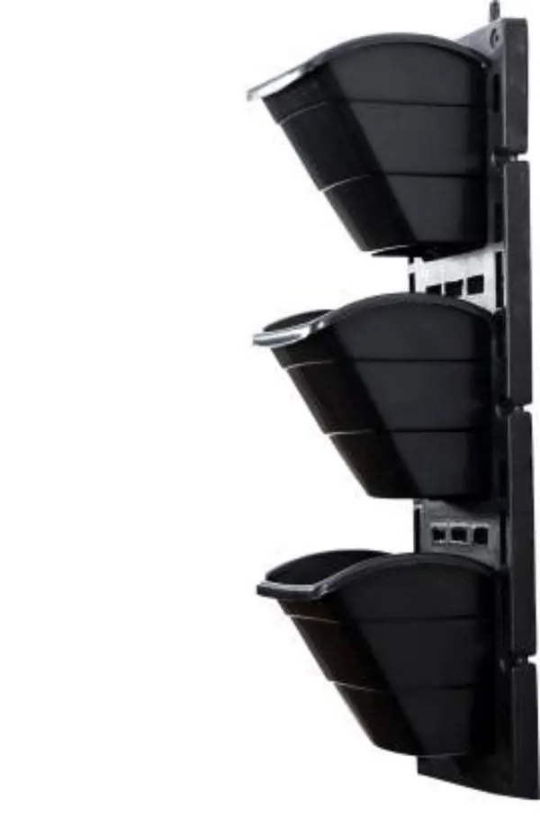 Black_Modern_Vertical_Wall_Garden_with_Hanging_12_Pots_-_Indoor_or_Outdoor_Gardening_Grow_FlowersVegetables_&_Herbs_-_6_x_18_inch_Frame_(5_x_5_x_3.5_inch_Pot_Size)_-_Pack_of_4