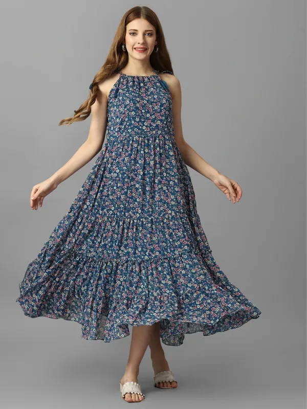 Floral_Printed_Shoulder_Strap_Gathered_Georgette_Fit_&_Flare_Midi_Dress
