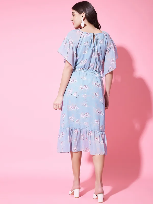 Turquoise_Georgette_Dress_Floral_Print_For_Women.