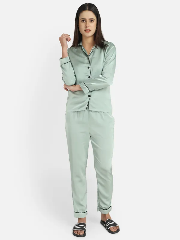 Turquoise_Satin_Solid_Night_Suit_For_Women.
