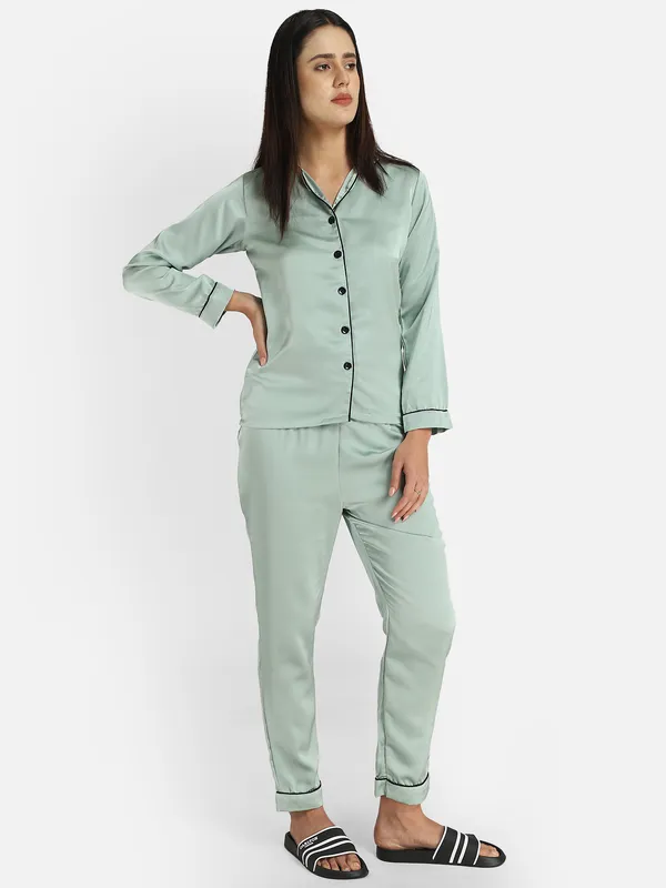 Turquoise_Satin_Solid_Night_Suit_For_Women.