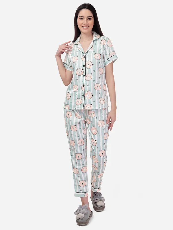 Multicolour_Night_Suit_Silk_Satin_Panda_Print_For_Women.