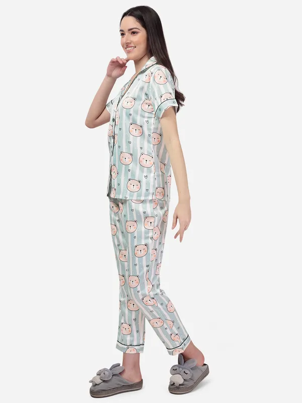 Multicolour_Night_Suit_Silk_Satin_Panda_Print_For_Women.
