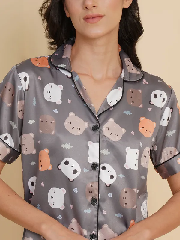 Grey_Silk_Satin_Panda_Print_Night_Suit_For_Women.