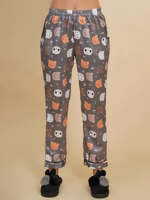 Grey_Silk_Satin_Panda_Print_Night_Suit_For_Women.