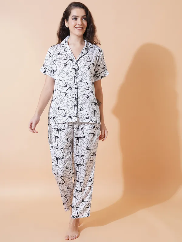 White_Japan_Satin_Abstract_Night_Suit_For_Women.
