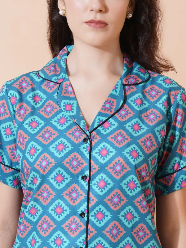Blue_Cotton_Night_Suit_Ethnic_Motif_Print_For_Women.