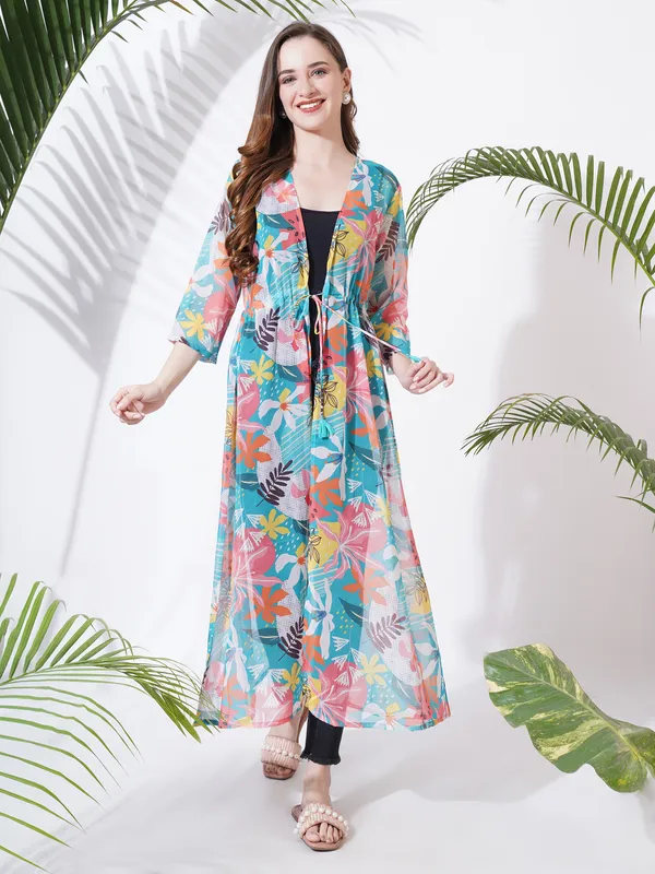 Fbella_Women_Chiffon_Printed_Tie-up_Long_Shrug