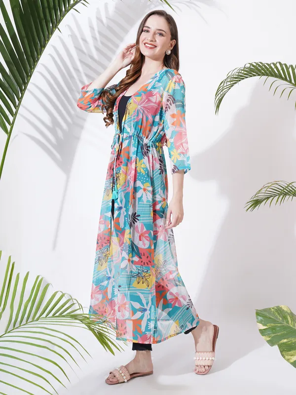 Fbella_Women_Chiffon_Printed_Tie-up_Long_Shrug