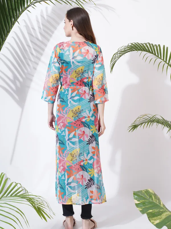 Fbella_Women_Chiffon_Printed_Tie-up_Long_Shrug
