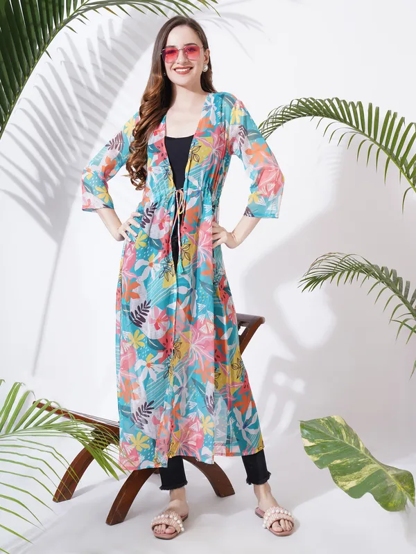 Fbella_Women_Chiffon_Printed_Tie-up_Long_Shrug