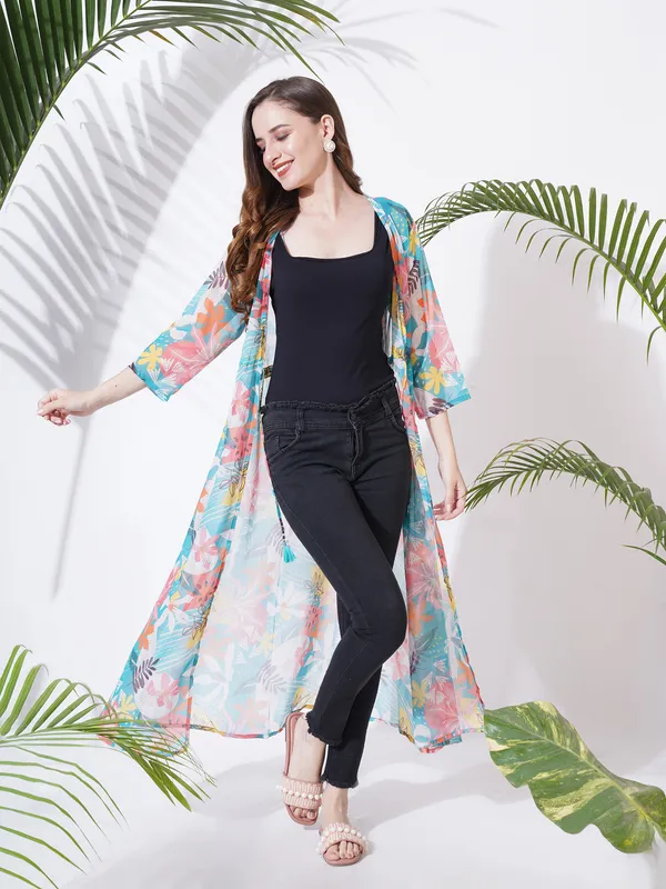 Fbella_Women_Chiffon_Printed_Tie-up_Long_Shrug
