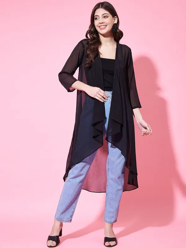 Three-Quarter_Sleeves_Longline_Chiffon_Open_Front_Shrug