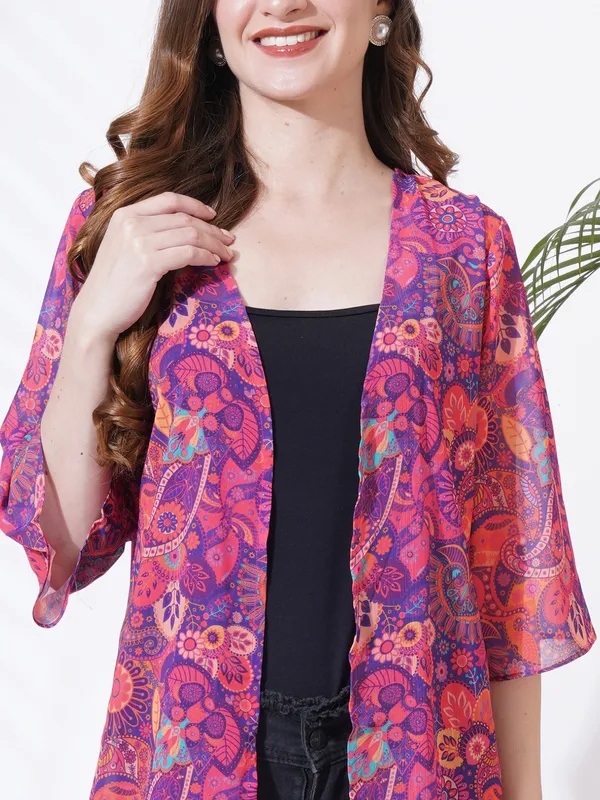 Fbella_Women_Open_Front_Chiffon_Printed_Shrug