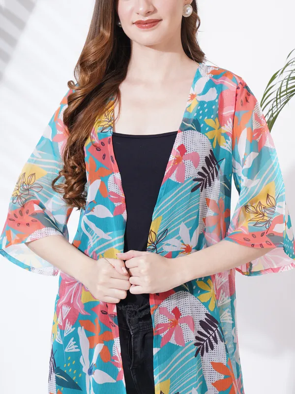 Fbella_Women_Open_Front_Chiffon_Printed_Shrug