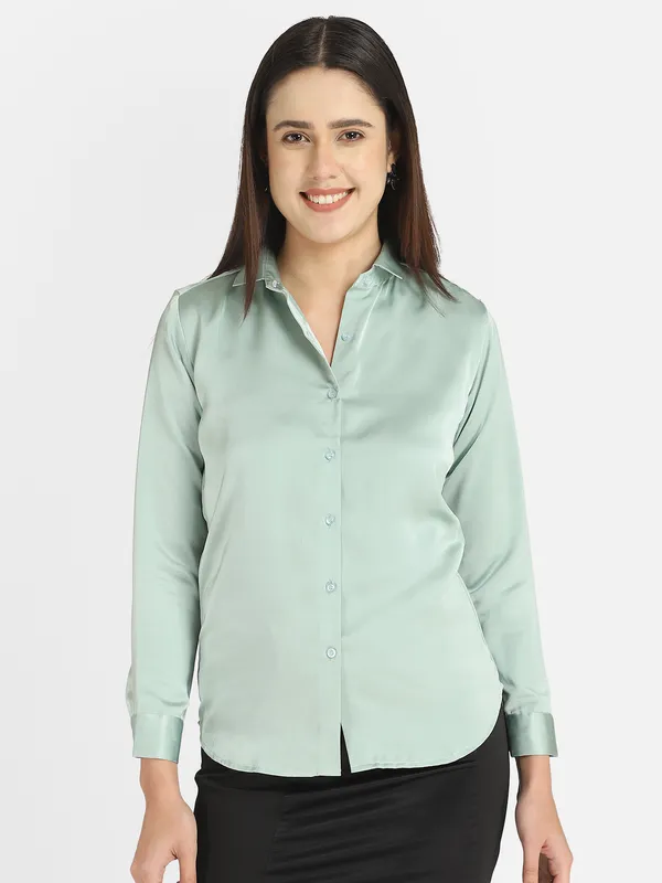 Women_Sea_Green_Solid_Satin_Formal_Shirt