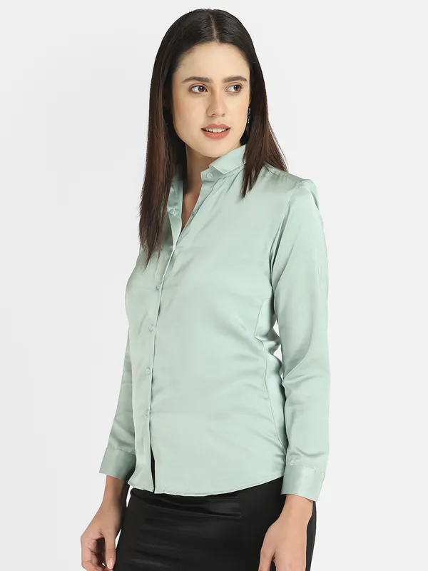 Women_Sea_Green_Solid_Satin_Formal_Shirt