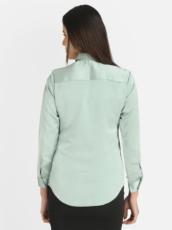 Women_Sea_Green_Solid_Satin_Formal_Shirt