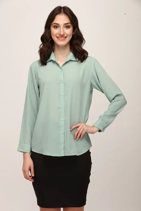 Sea_Green_Polyester_Solid_Shirt_For_Women.