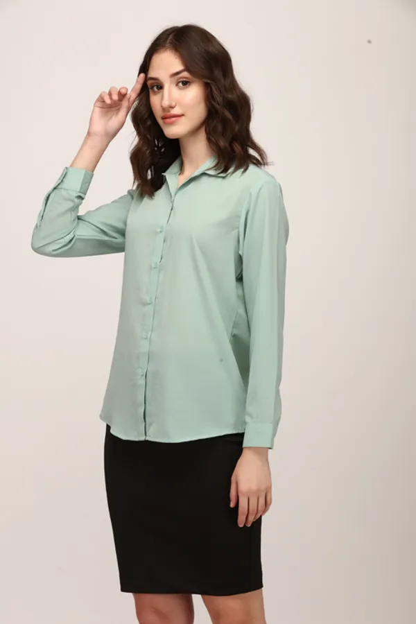 Sea_Green_Polyester_Solid_Shirt_For_Women.