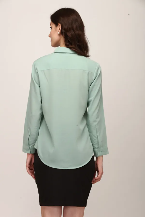 Sea_Green_Polyester_Solid_Shirt_For_Women.