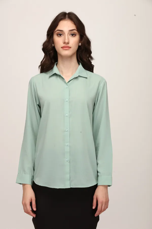 Sea_Green_Polyester_Solid_Shirt_For_Women.