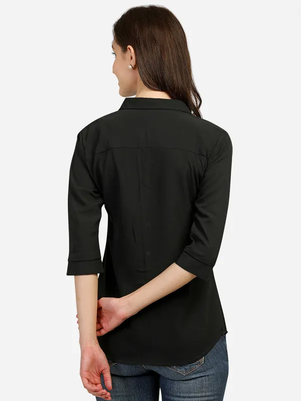 Black_Textured_Tailored_Fit_Shirt_For_Women.