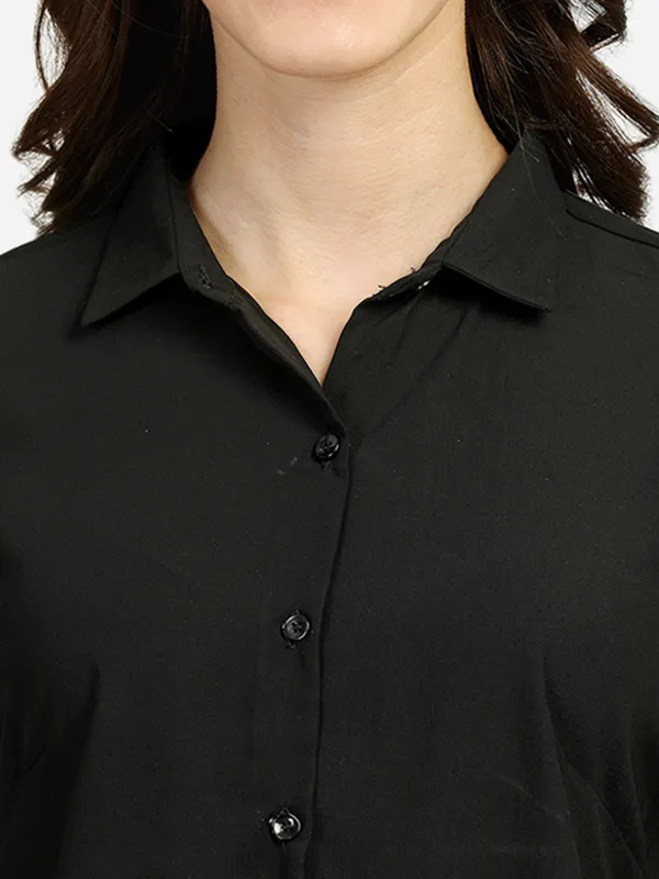Black_Textured_Tailored_Fit_Shirt_For_Women.