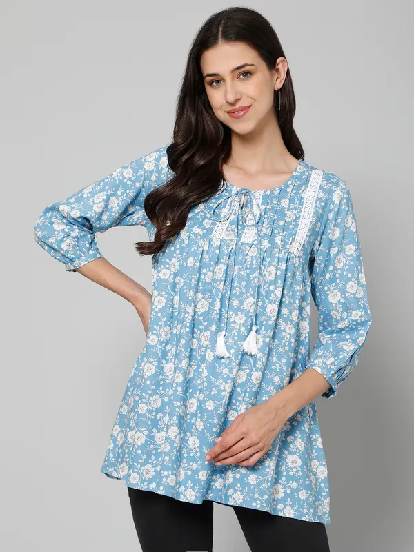 Blue_Floral_Top_Cotton_Viscose_For_Women.