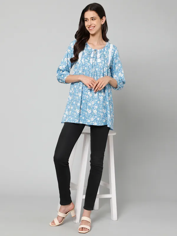Blue_Floral_Top_Cotton_Viscose_For_Women.