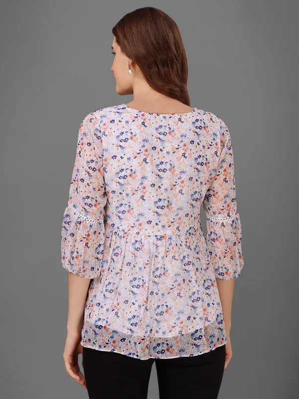 White_Chiffon_Top_Floral_Ditsy_Print__For_Women.
