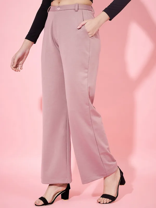 Peach_Cotton_Blend__Solid_Trouser_For_Women.