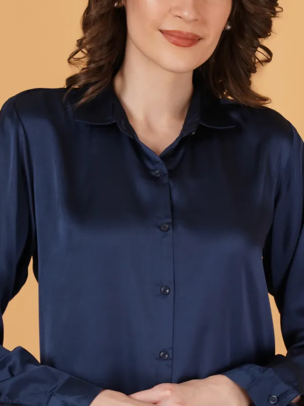 Navy_Blue_Satin_Shirt_For_Women