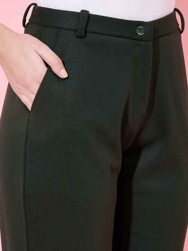 Bottle_Green_Straight-Fit__Trouser_By_FBELLA_For_Women.