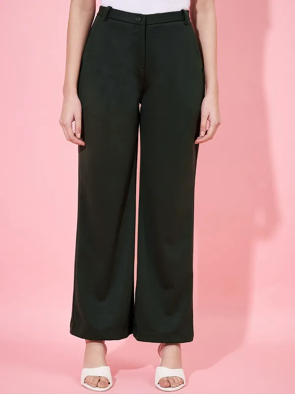 Bottle_Green_Straight-Fit__Trouser_By_FBELLA_For_Women.