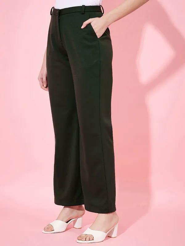 Bottle_Green_Straight-Fit__Trouser_By_FBELLA_For_Women.