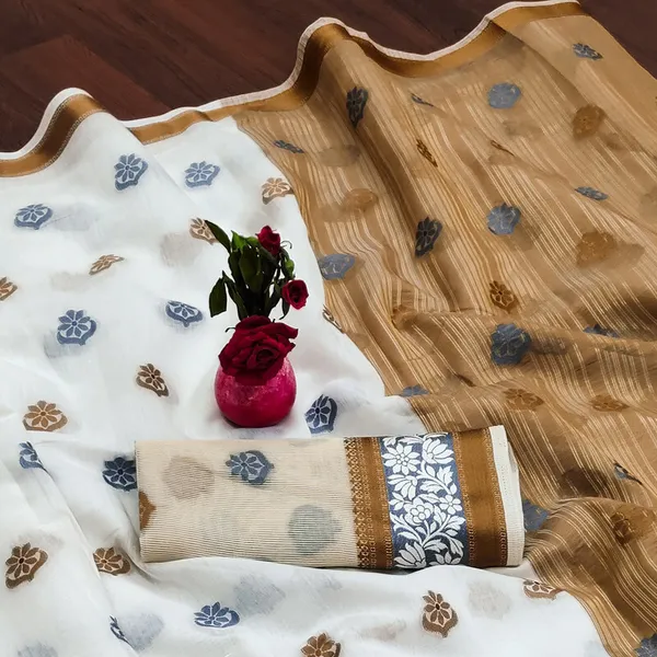 White_Color_Cotton_Silk_Kanjivaram_Saree_For_Women