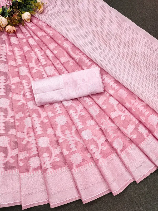 Pink_Color_Cotton_Silk_Maheshwari_Saree_For_Women
