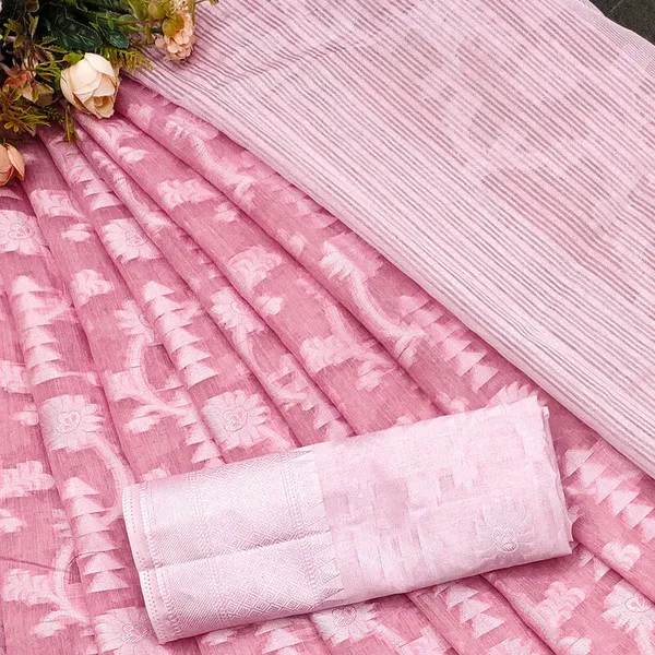 Pink_Color_Cotton_Silk_Maheshwari_Saree_For_Women