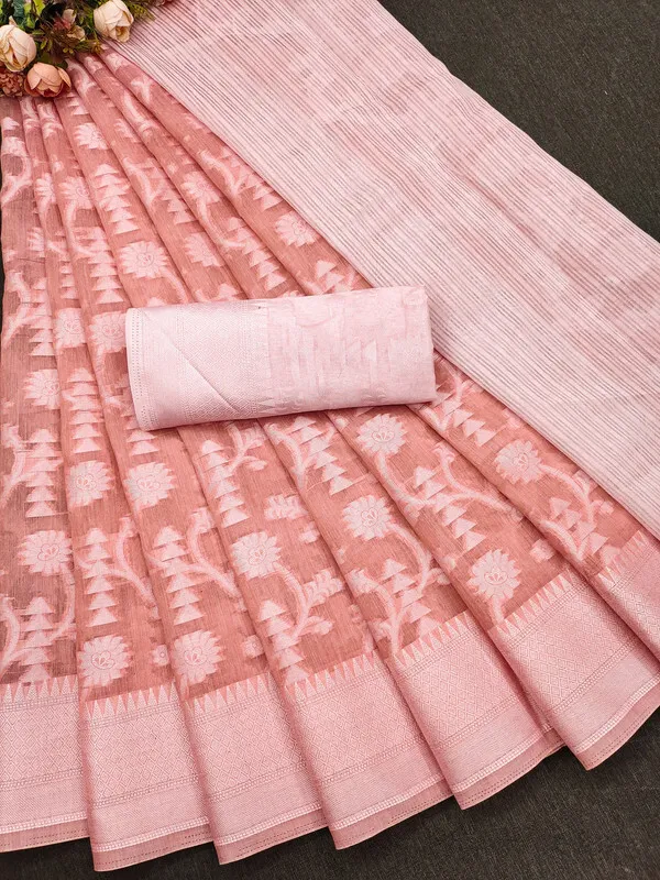 Orange_Color_Cotton_Silk_Maheshwari_Saree_For_Women
