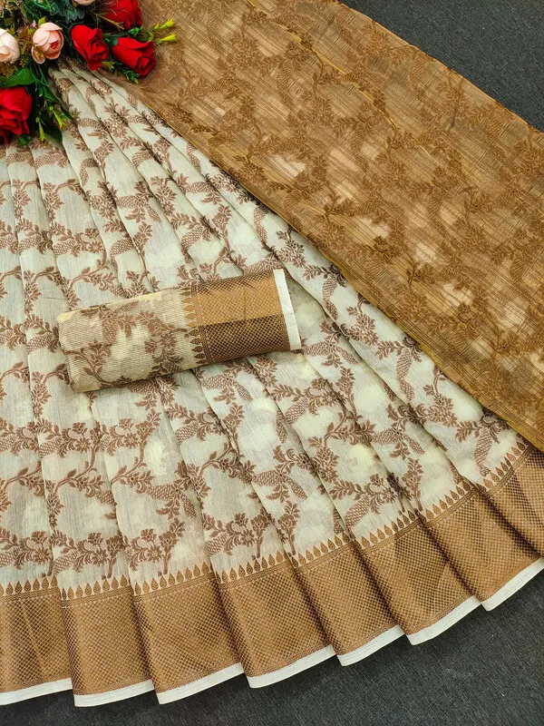 Yellow_Color_Jacquard_&_Cotton_Silk_Gadwal_Saree_For_Women