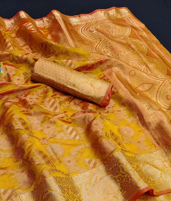 Organza_Yellow_Color_Jacquard_Woven_Design_Banarasi_Stlye_recommended_for_Wedding,_Party_&_Festival,_Zari_Woven_Saree_for_Women