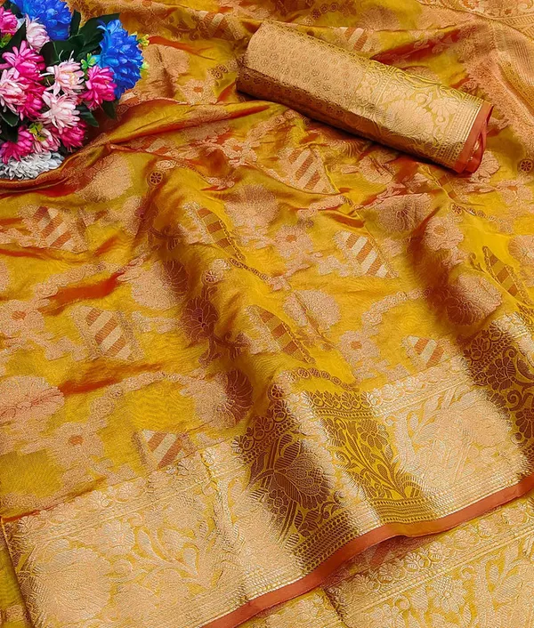 Organza_Yellow_Color_Jacquard_Woven_Design_Banarasi_Stlye_recommended_for_Wedding,_Party_&_Festival,_Zari_Woven_Saree_for_Women