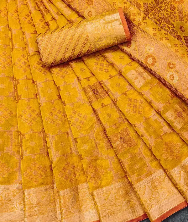 Organza_Yellow_Color_Jacquard_Woven_Design_Banarasi_Stlye_recommended_for_Wedding,_Party_&_Festival,_Zari_Woven_Saree_for_Women