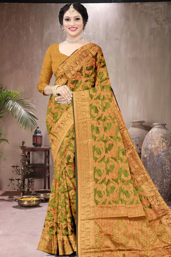 Mehndi_Color_Rich_Pallu_Jaal_Organza_Bollywood_Saree_for_Women