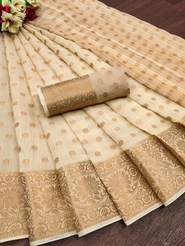 Cotton_Silk_Chiku_Color_Jacquard_Woven_Design_Banarasi_Stlye_recommended_for_Wedding,_Party_&_Festival,_Zari_Woven_Saree_for_Women