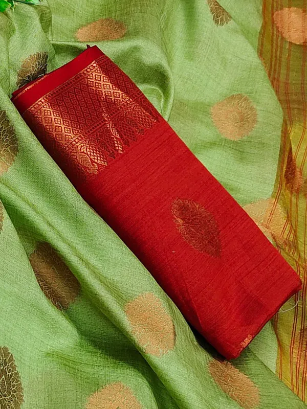 Olive_Color_Jacquard_&_Cotton_Silk_Gadwal_Saree_For_Women
