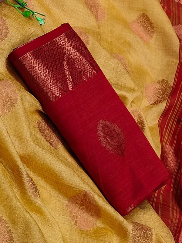 Yellow_Color_Jacquard_&_Cotton_Silk_Gadwal_Saree_For_Women