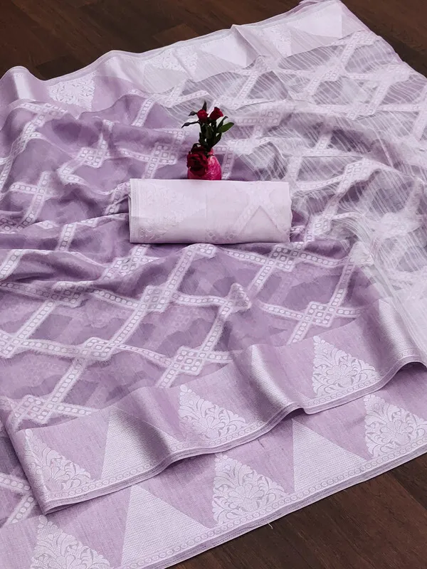 Purple_Color_Jacquard_&_Cotton_Silk_Gadwal_Saree_For_Women